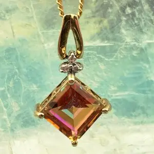 10ct Gold Diamond & Ametrine Pendant
