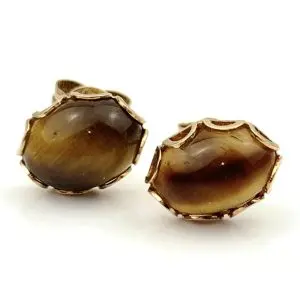 9ct Gold Cats Eyes Stud Earrings