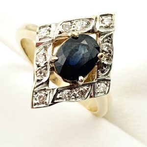 9ct Gold Diamond & Sapphire Ring