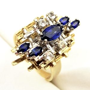 9ct Gold Sapphire Ring Art Deco