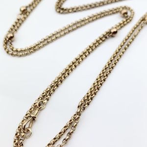 Antique 9ct Gold Victorian Guard/Muff Chain c.1890/1900 - 150cm Long
