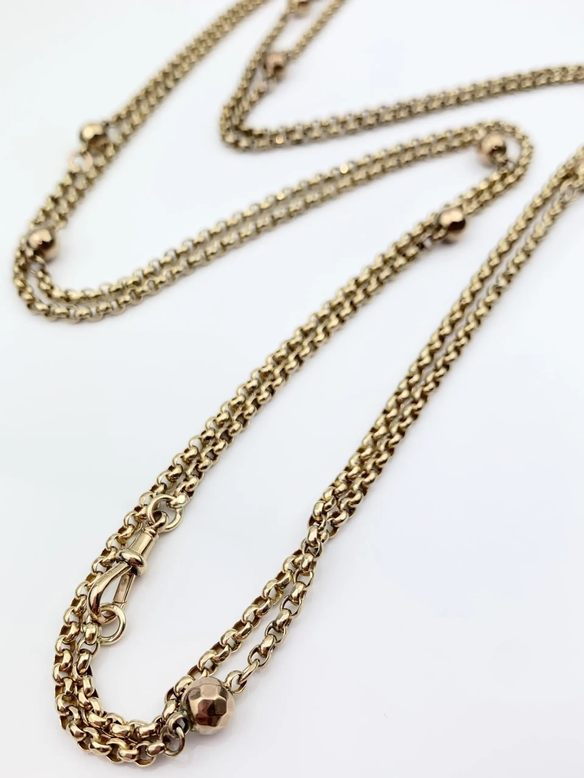 Antique 9ct Gold Victorian Guard/Muff Chain c.1890/1900 - 150cm Long