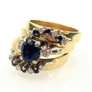 18ct Gold Diamond & Sapphire Ring Set
