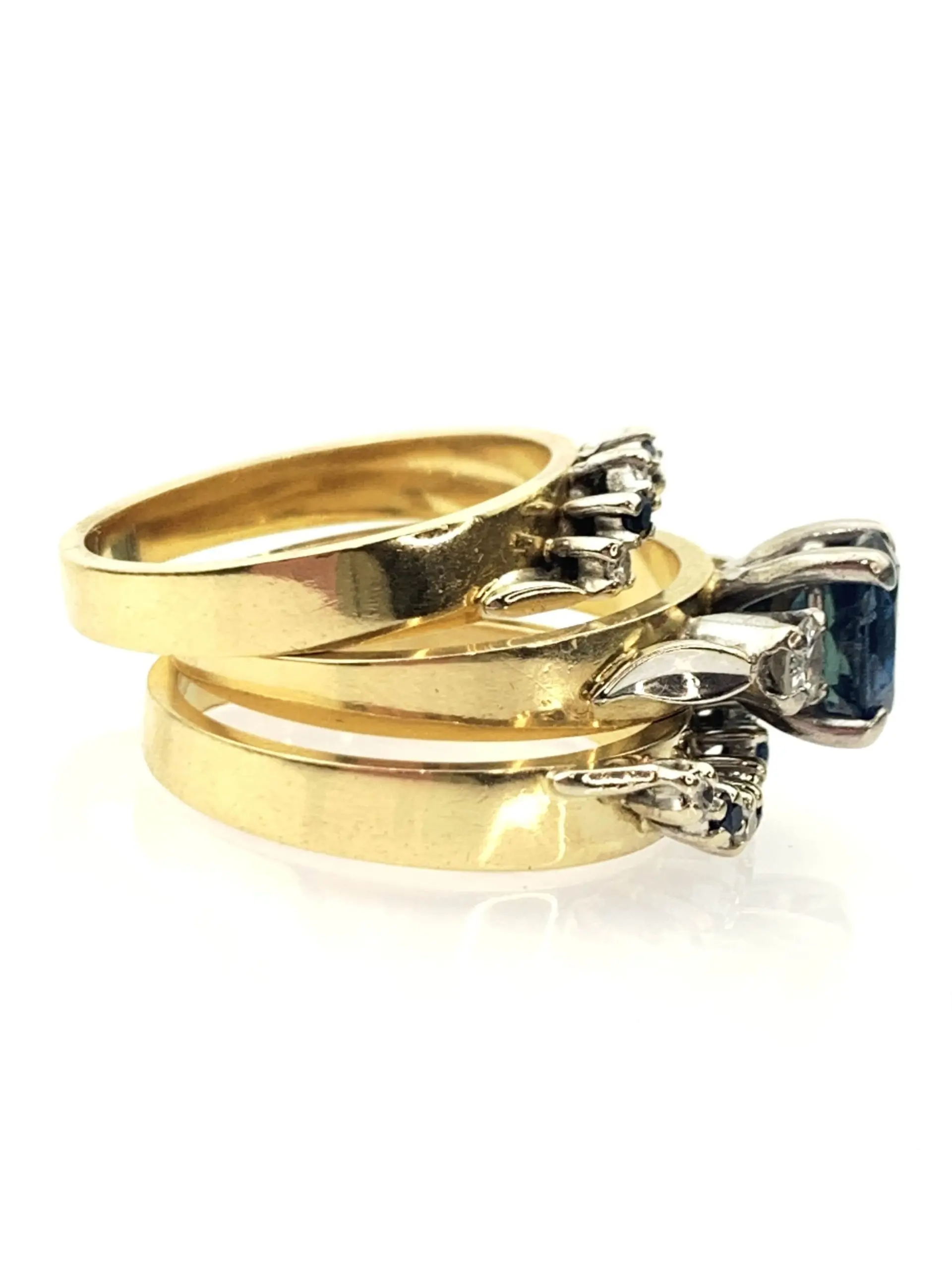 18ct Gold Diamond & Sapphire Ring Set - Image 5