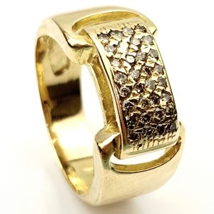 18ct Gold Diamond Buckle Ring