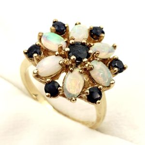 9ct Gold Sapphire & Opal Ring