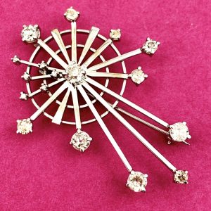 14ct White Gold Diamond Brooch Pendant