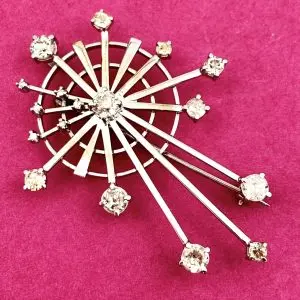 14ct White Gold Diamond Brooch Pendant