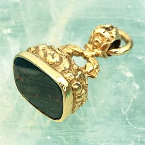 9ct Gold Bloodstone Fob Seal Pendant