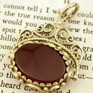 9ct Gold Bloodstone Fob Spinner Pendant