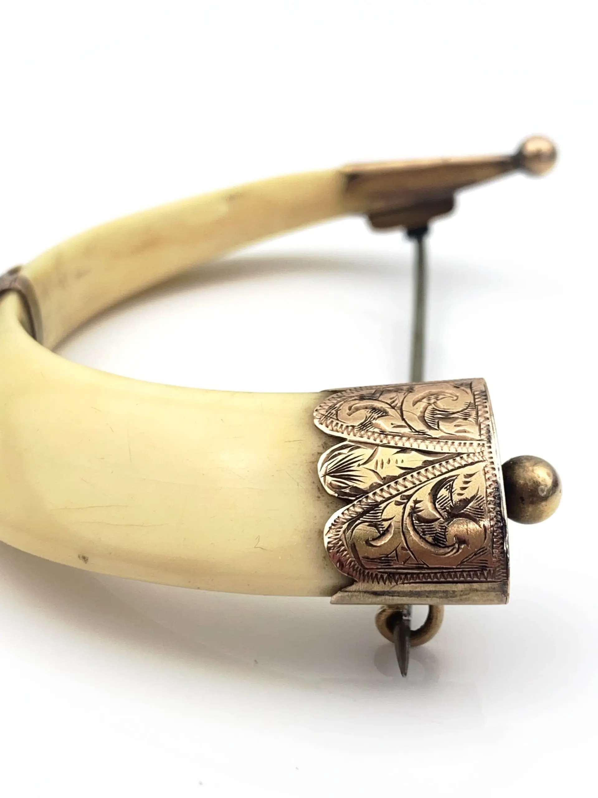 Antique Brooch 9ct Gold Boar Tusk - Image 3