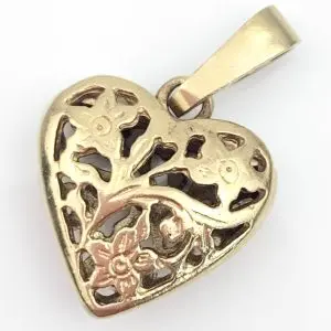 9ct Gold Filigree Heart Pendant