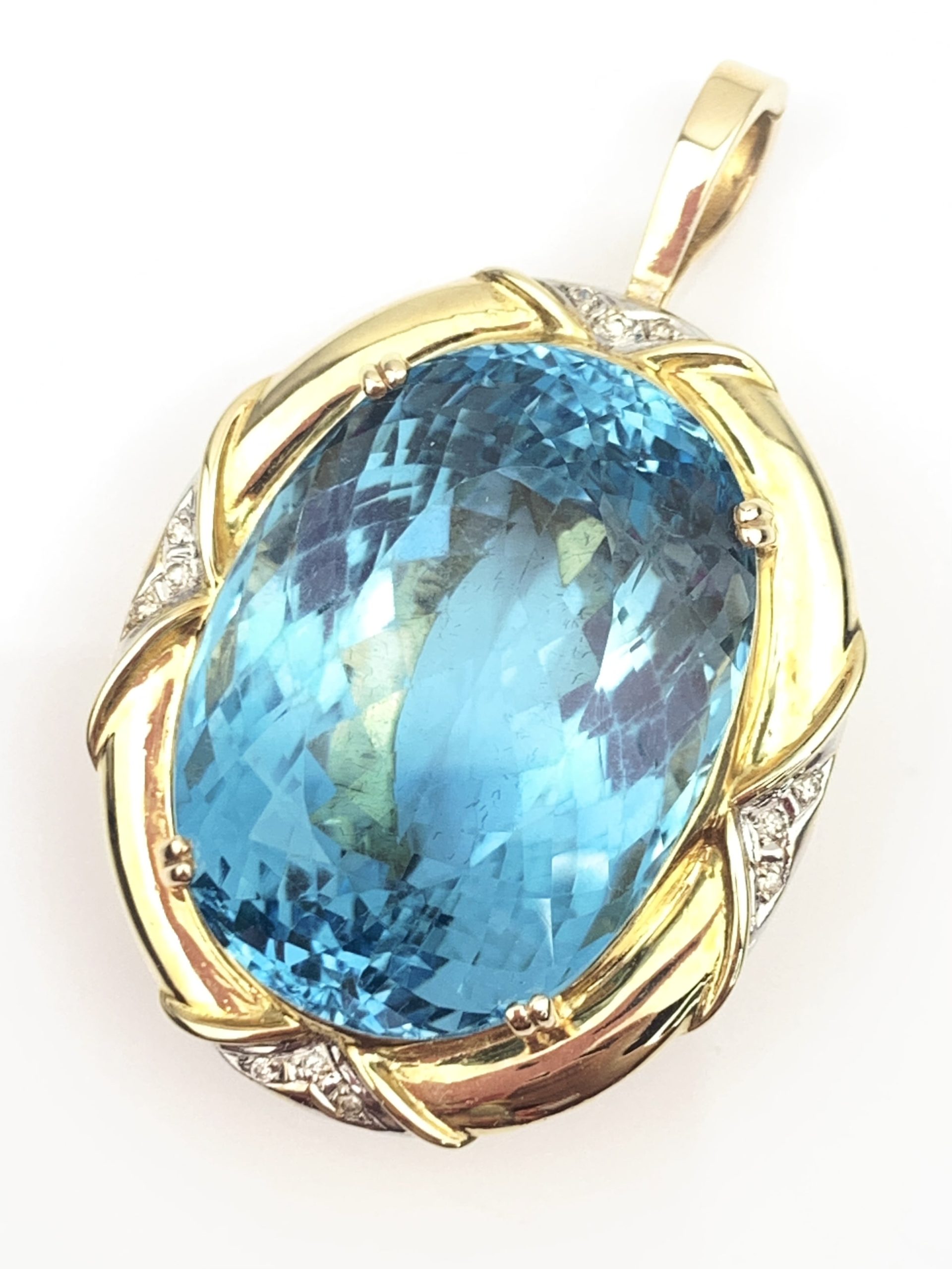 Huge 14ct Gold Diamond & Topaz Pendant
