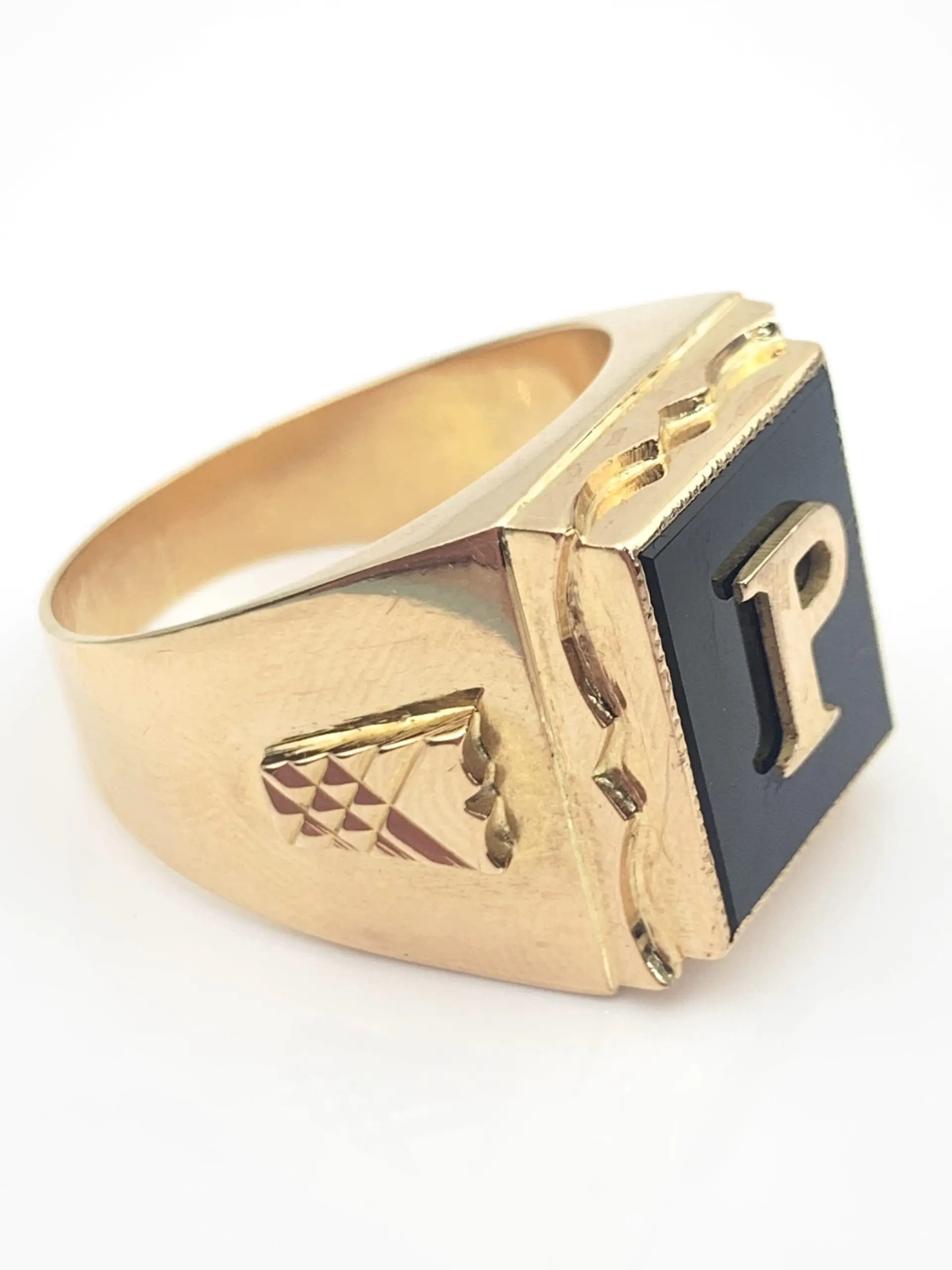 18ct Gold Mens Signet Ring - Initial P - Image 3