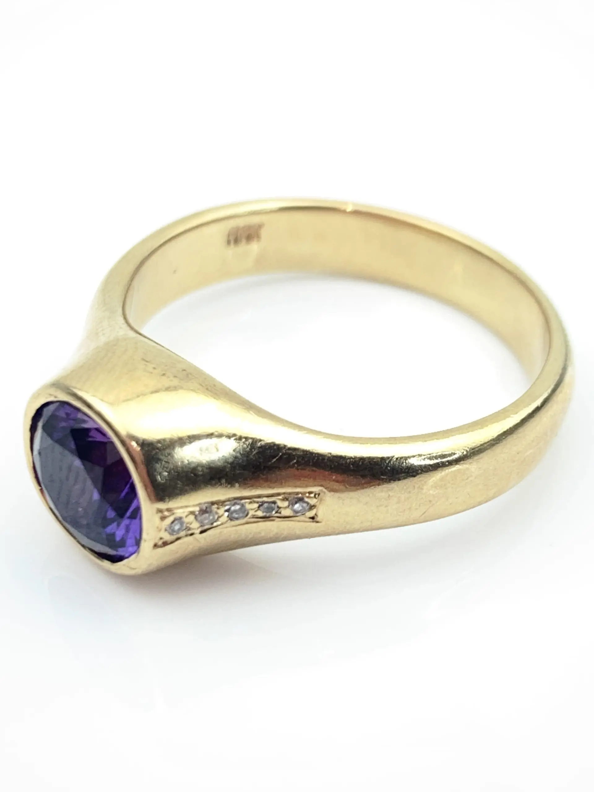 9ct Gold Diamond & Amethyst Ring - Image 3
