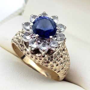 Vintage 9ct Gold Quartz & Sapphire Ring