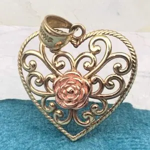 9ct Gold Filigree Heart Pendant