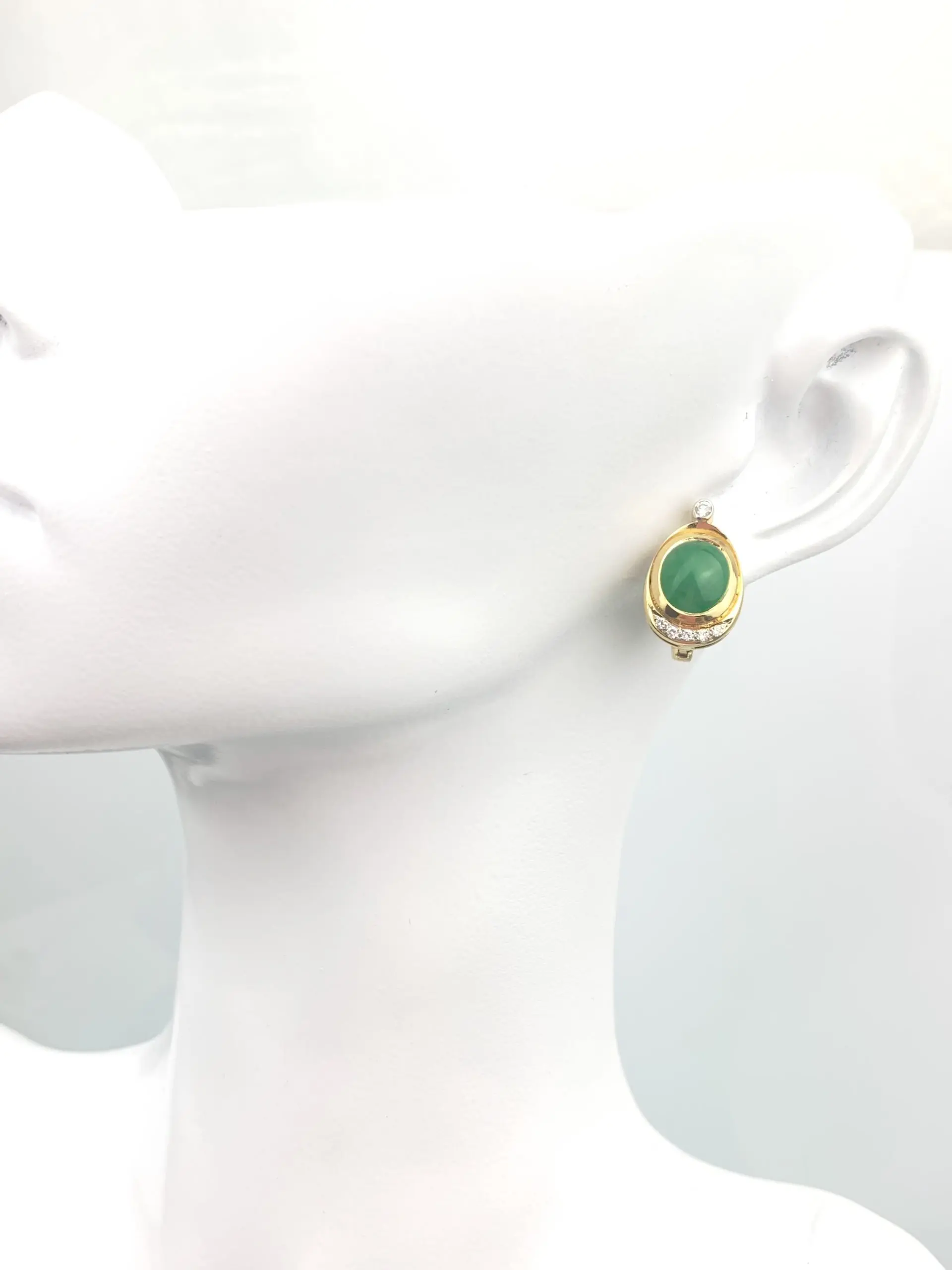 18ct Gold Diamond & Jade Earrings - Image 4