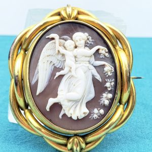 Antique Cameo Mourning Brooch - circa 1880