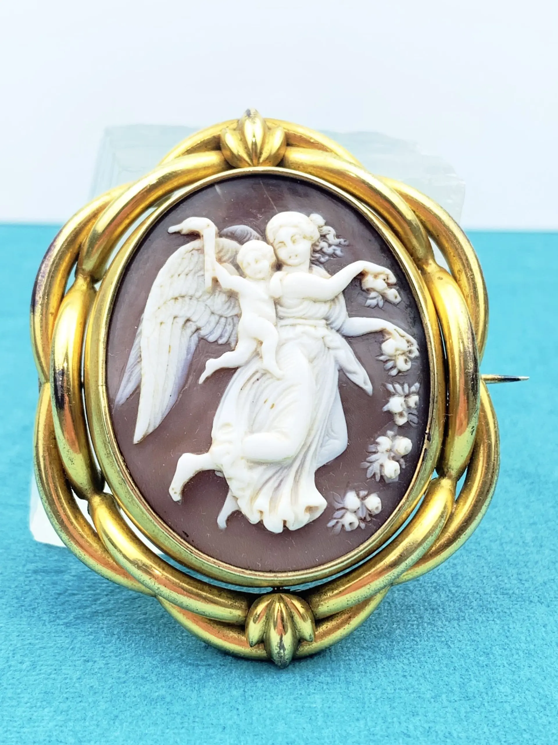 Antique Cameo Mourning Brooch - circa 1880