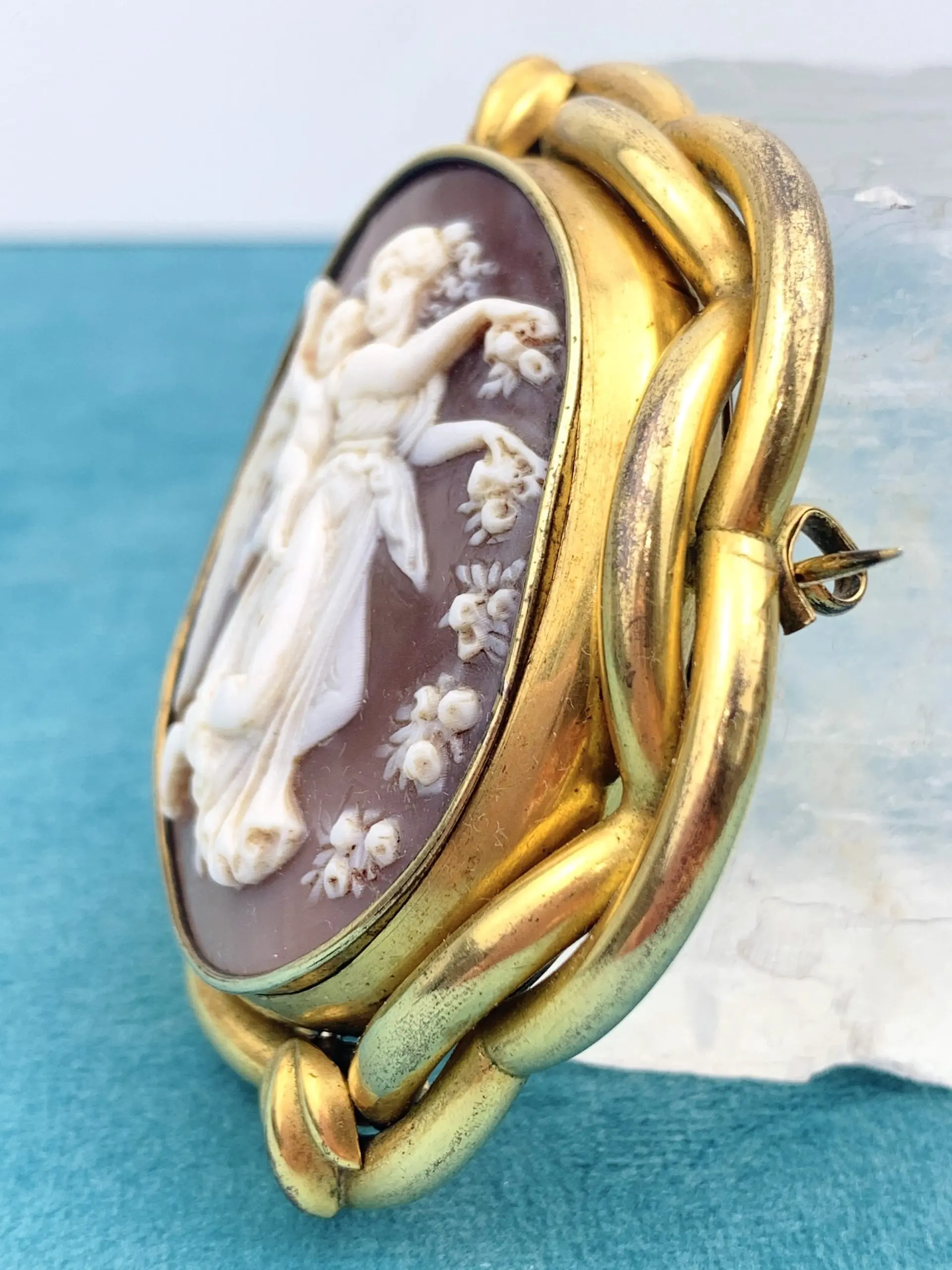 Antique Cameo Mourning Brooch - circa 1880 - Image 3