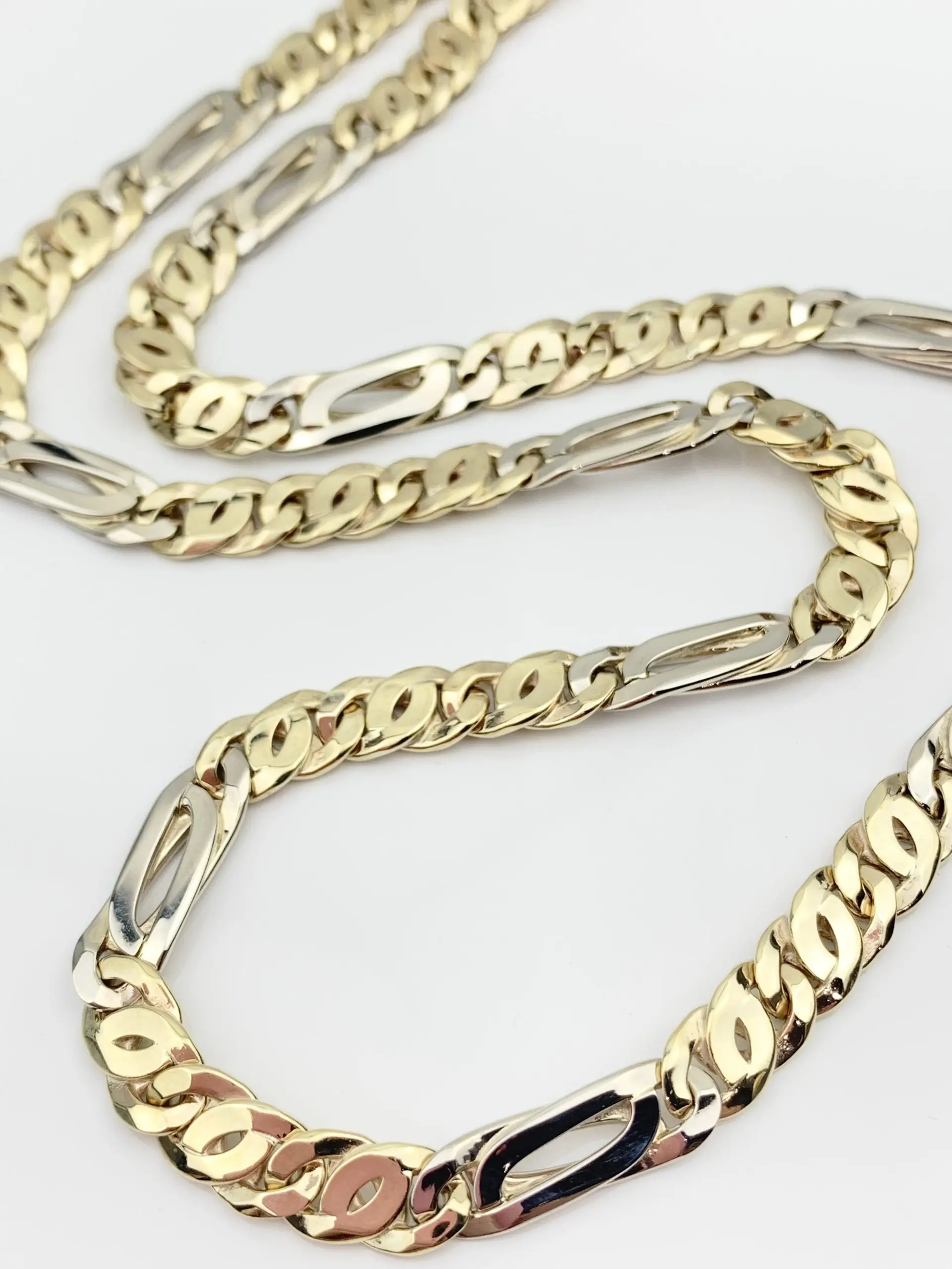 9ct Gold Chain 2-Tone Figaro Necklace - Image 2
