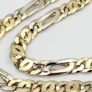 9ct Gold Chain 2-Tone Figaro Necklace