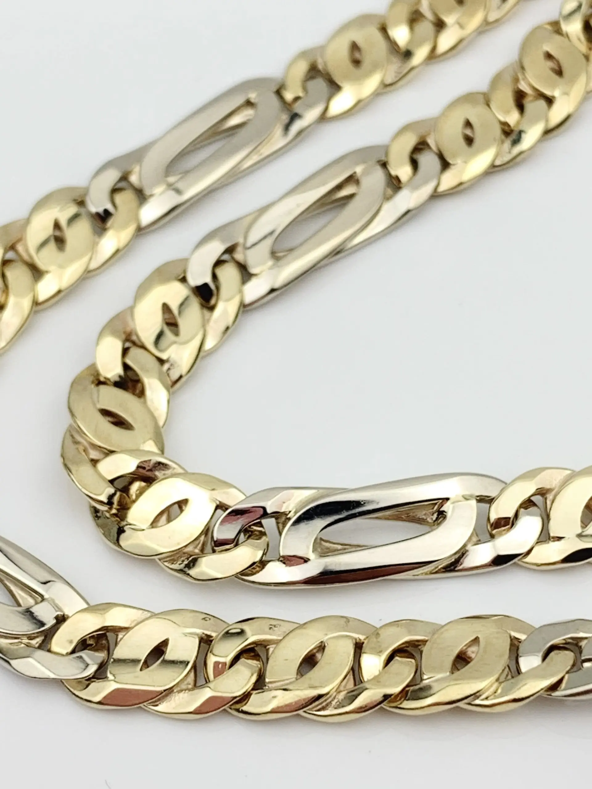 9ct Gold Chain 2-Tone Figaro Necklace