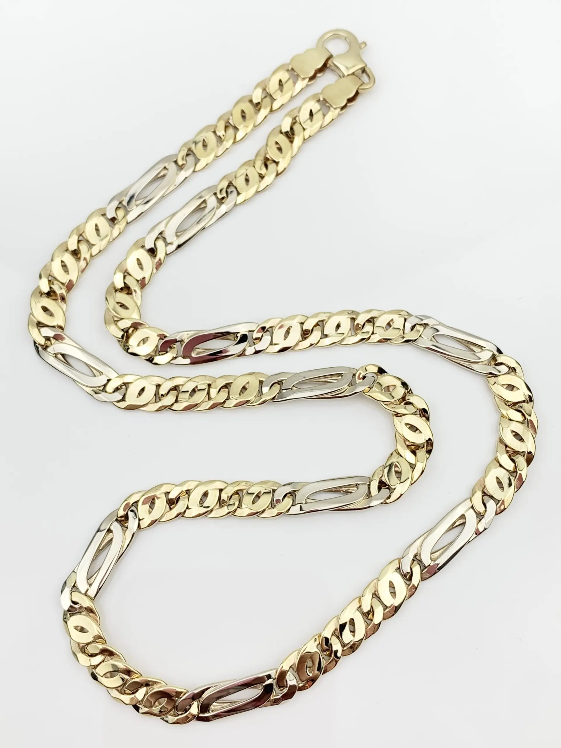 9ct Gold Chain 2-Tone Figaro Necklace - Image 3