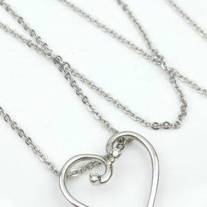 9ct White Gold Heart Necklace