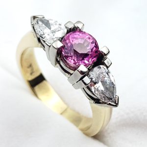 18ct Gold Diamond & Pink Sapphire Ring