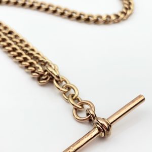 Vintage Necklace 9ct Rose Gold Albert Chain & T-Bar
