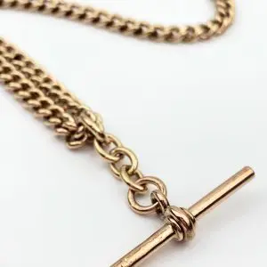 Vintage Necklace 9ct Rose Gold Albert Chain & T-Bar