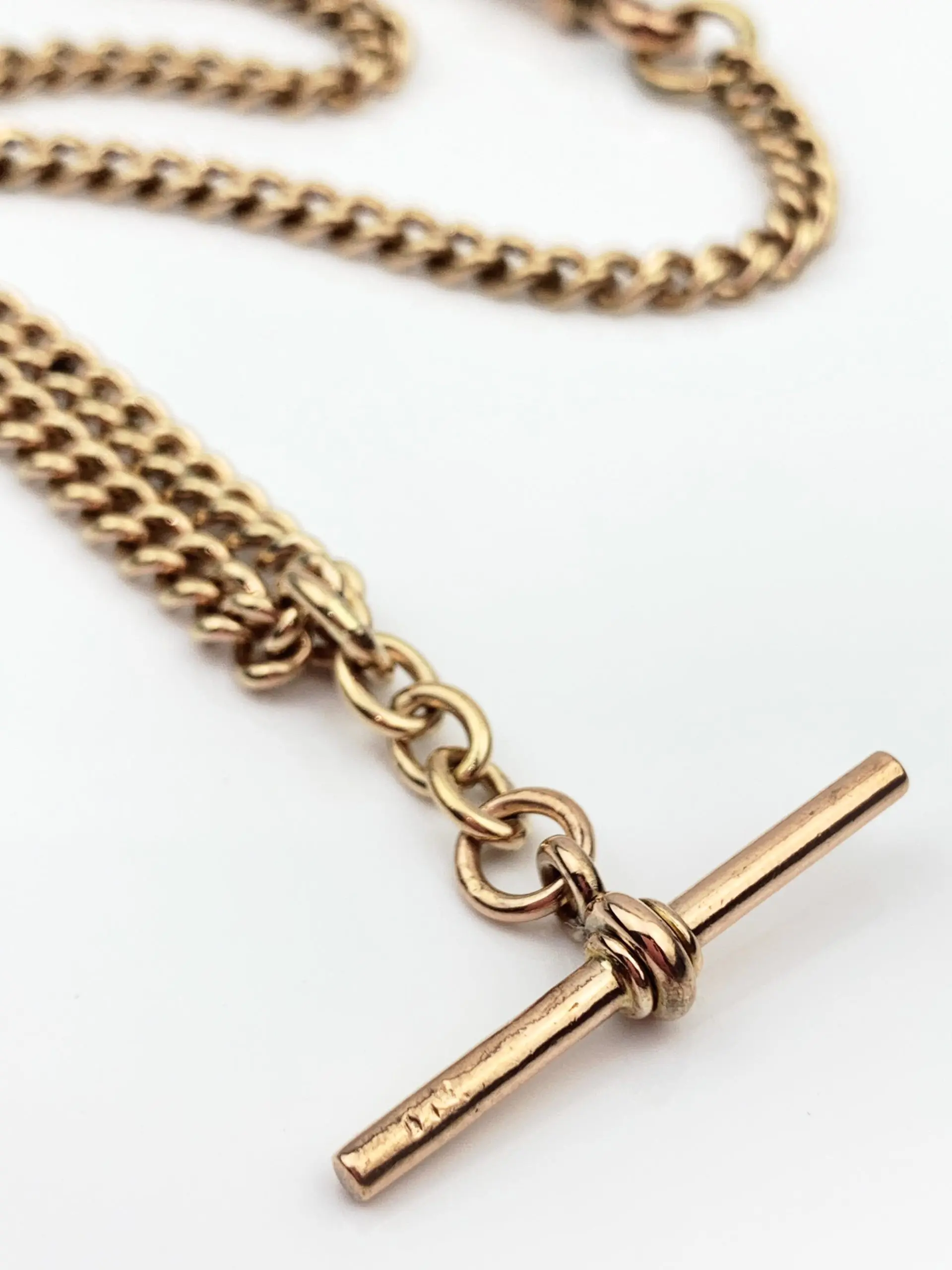 Vintage Necklace 9ct Rose Gold Albert Chain & T-Bar