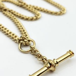 9ct Gold Albert Chain & T-Bar Fob Necklace