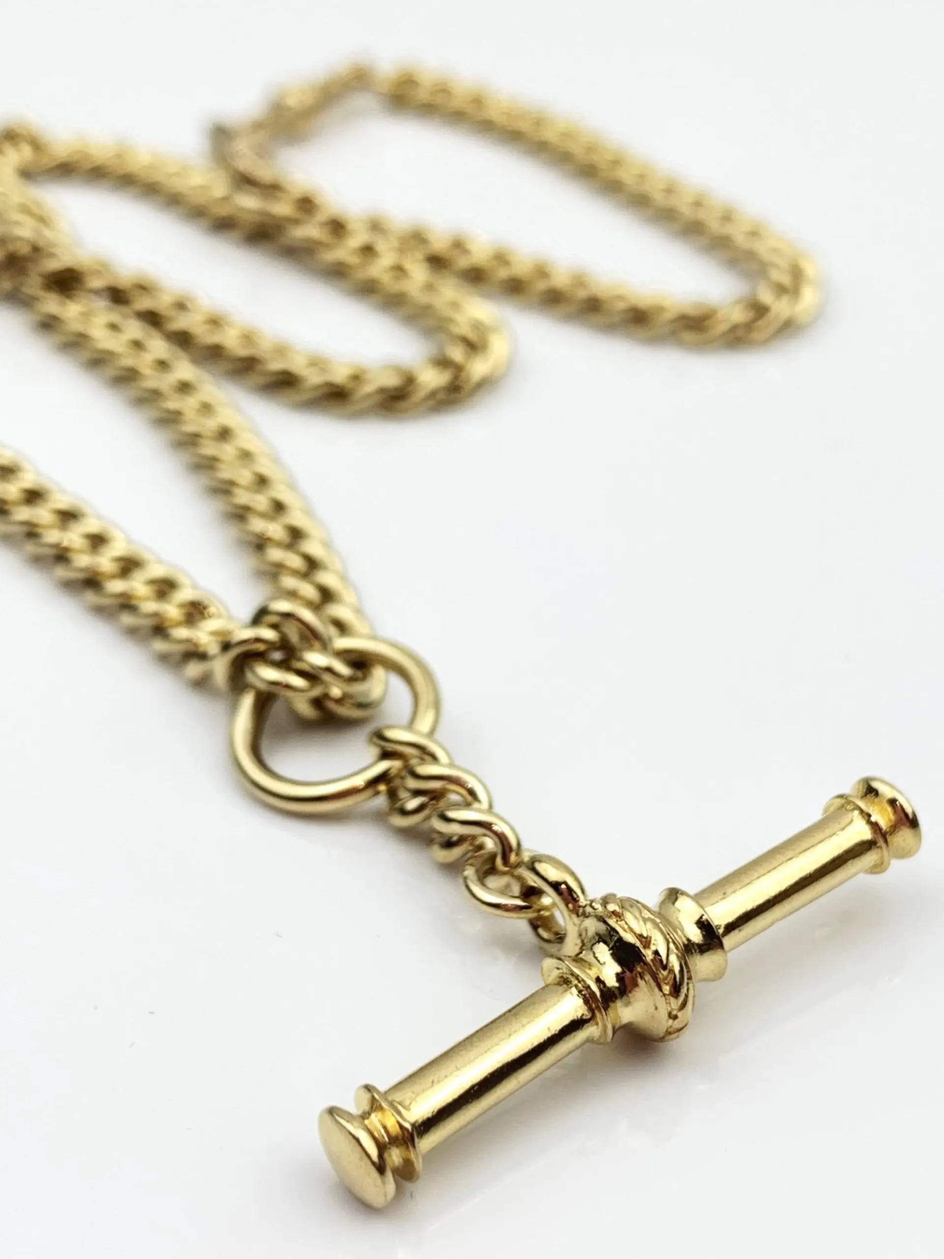 9ct Gold Albert Chain & T-Bar Fob Necklace