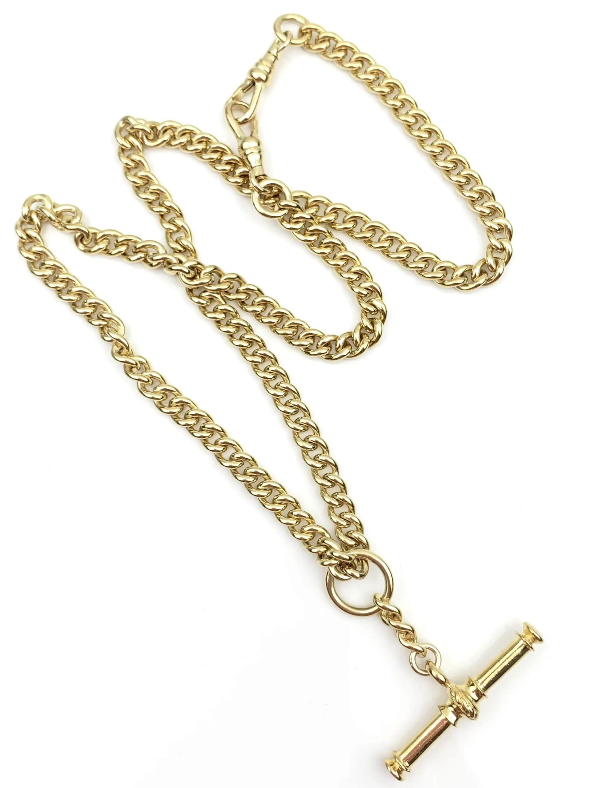9ct Gold Albert Chain & T-Bar Fob Necklace - Image 3