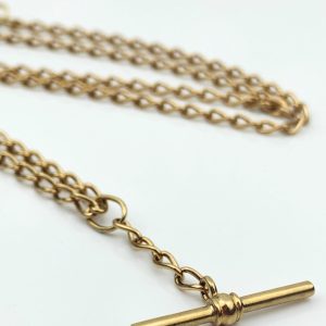 9ct Gold Chain & T-Bar Fob Necklace