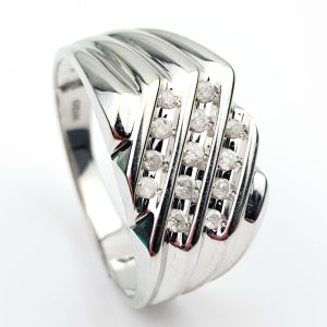 10ct White Gold Mens Diamond Ring