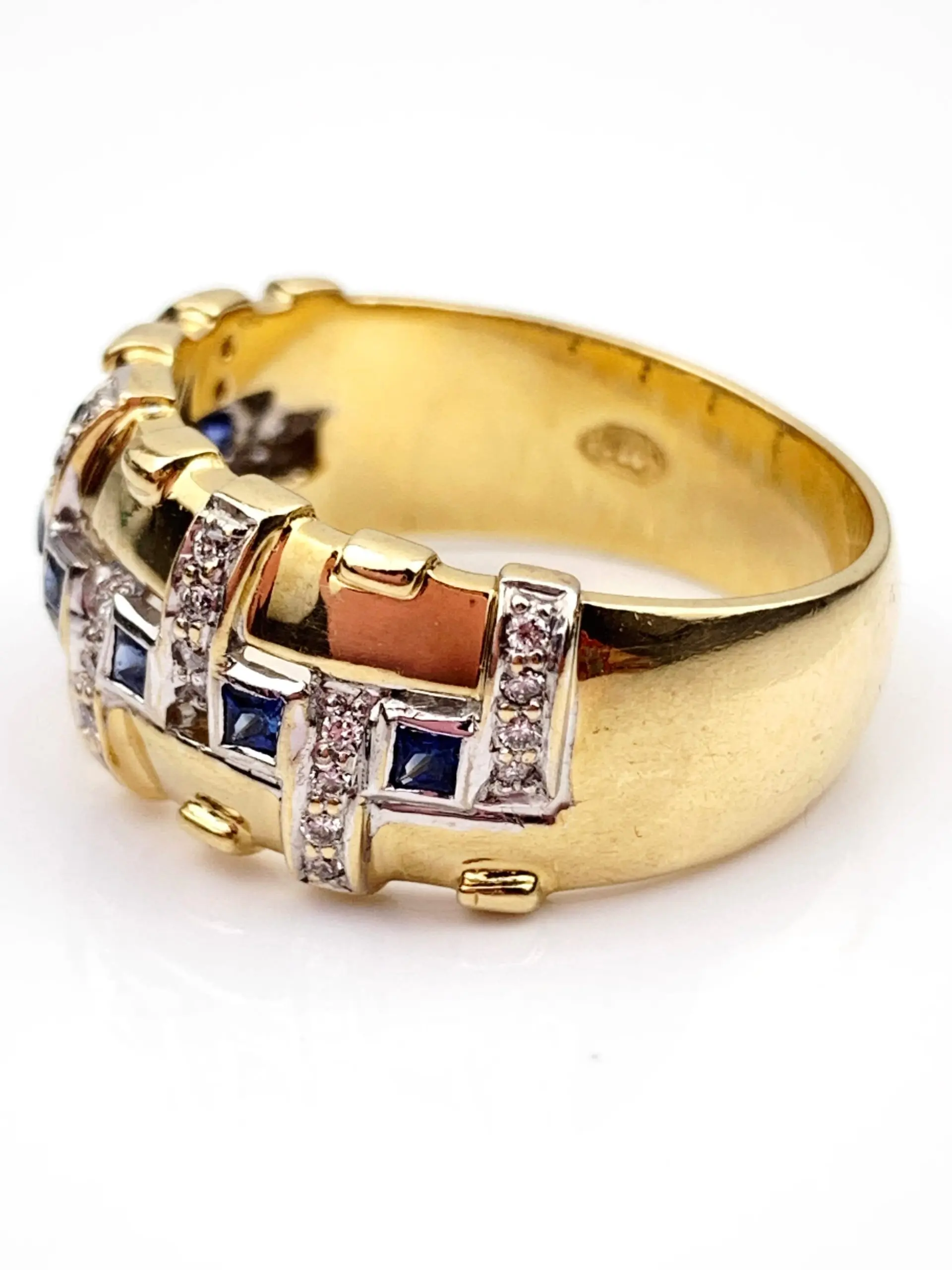 Vintage 18ct Gold Diamond & Sapphire Ring - Image 3