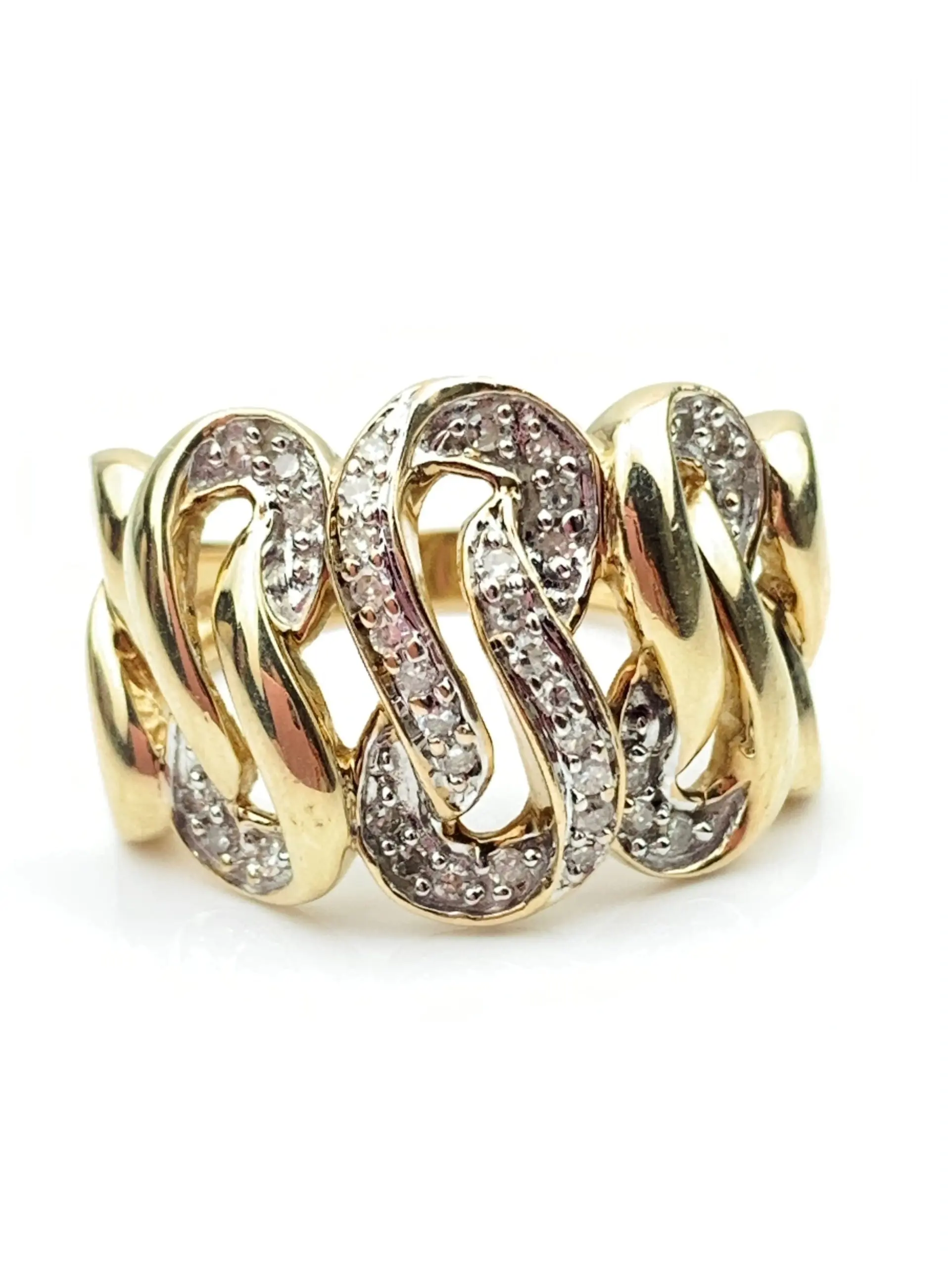 9ct Gold Diamond Cuban Ring