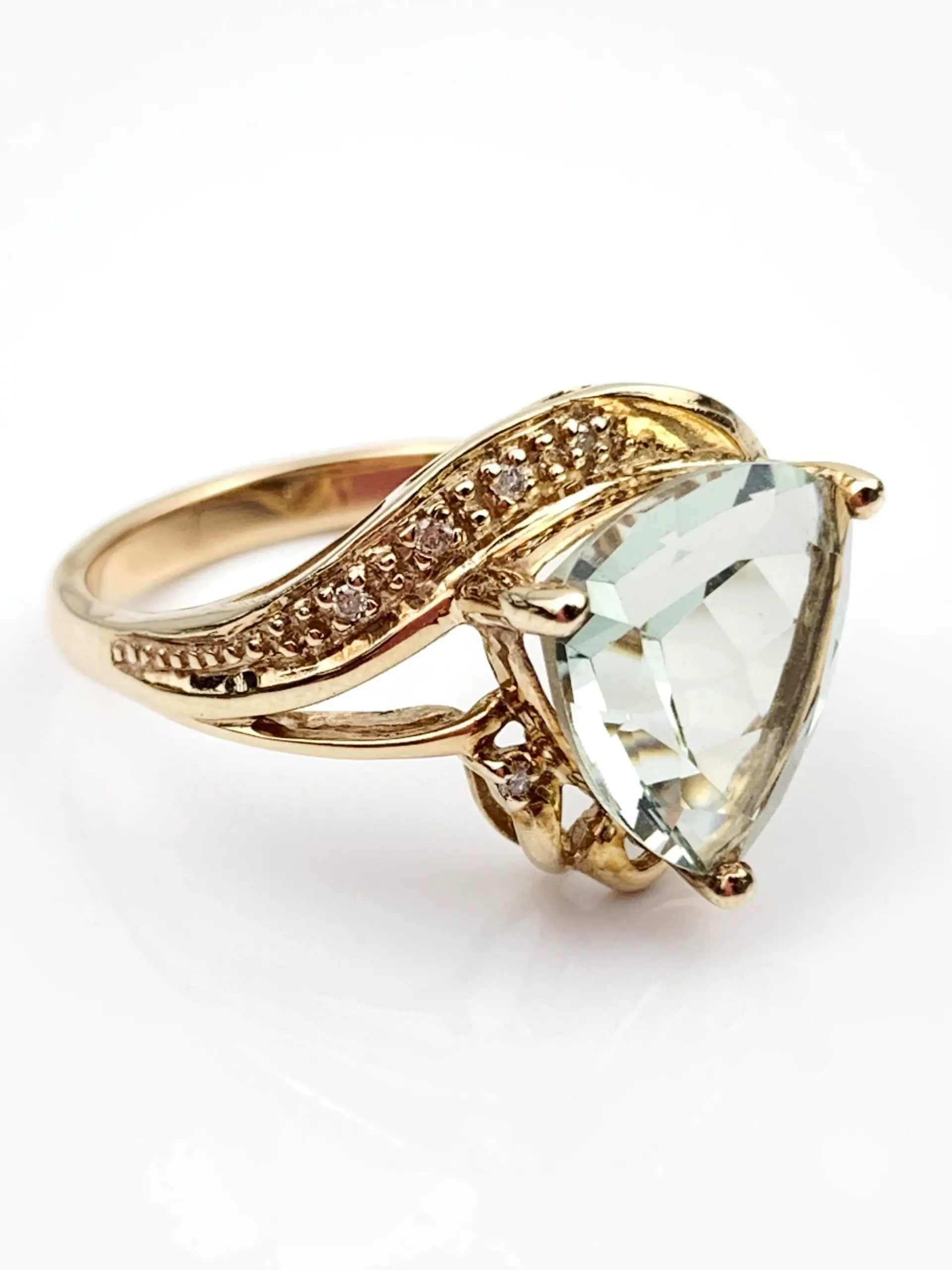 9ct Gold Diamond & Aquamarine Ring - Image 5