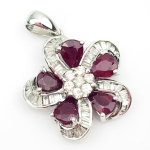 18ct Gold Diamond & Ruby Pendant