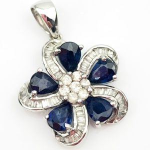 18ct Gold Diamond & Sapphire Pendant