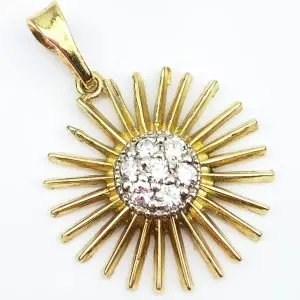 18ct Gold Sunburst Diamond Pendant