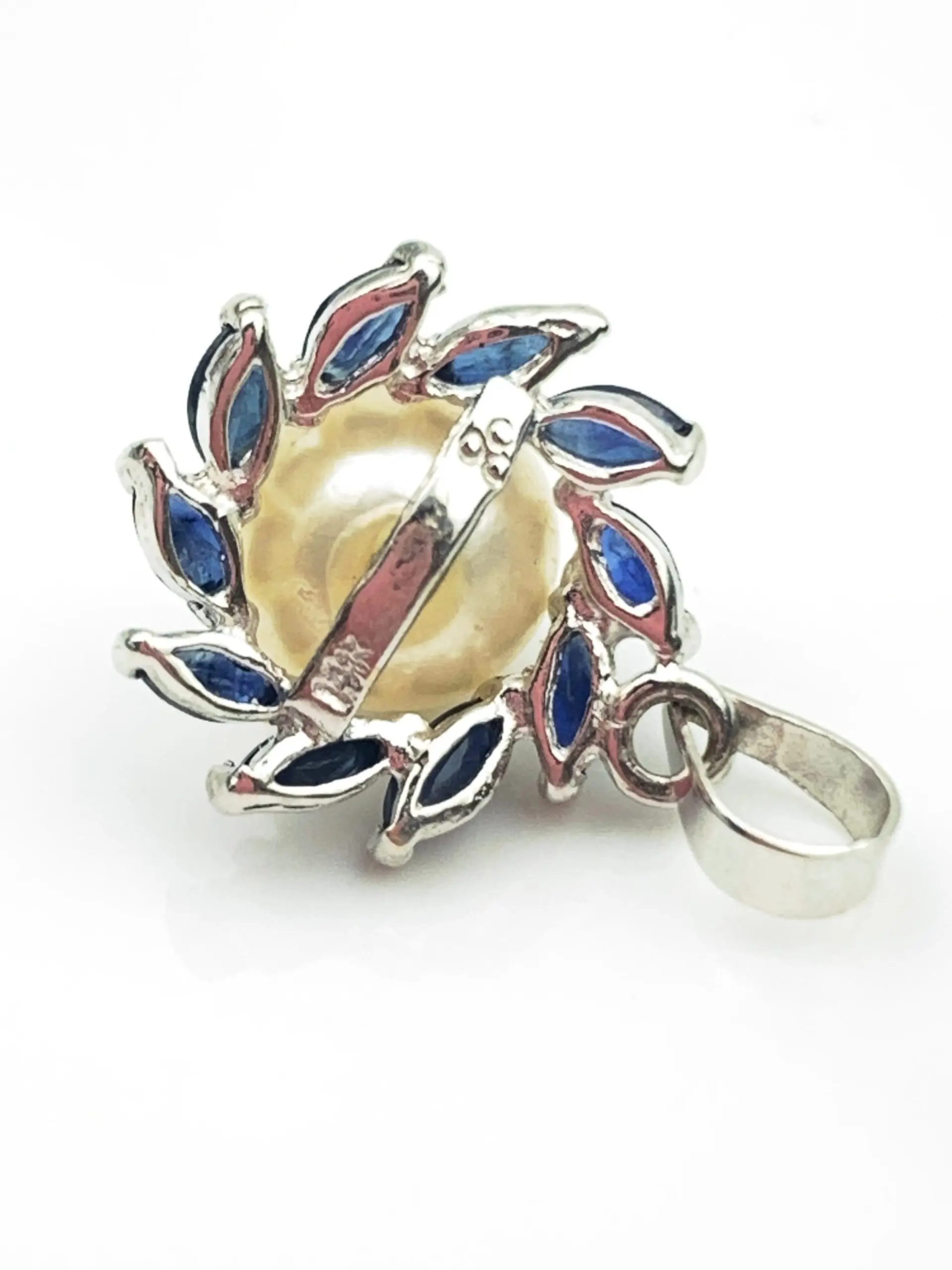14ct Gold Sapphire & Pearl Pendant - Image 3