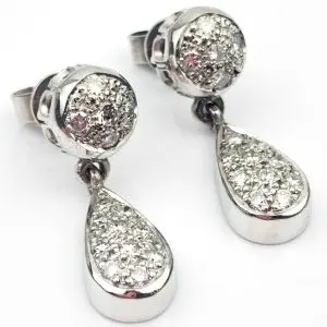 9ct White Gold Diamond Earrings