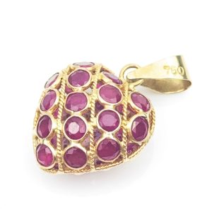 18ct Gold Ruby Heart Pendant