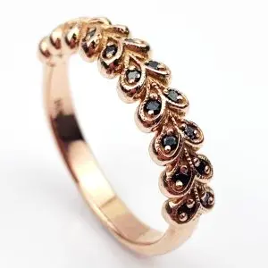14ct Rose Gold Black Diamond Ring