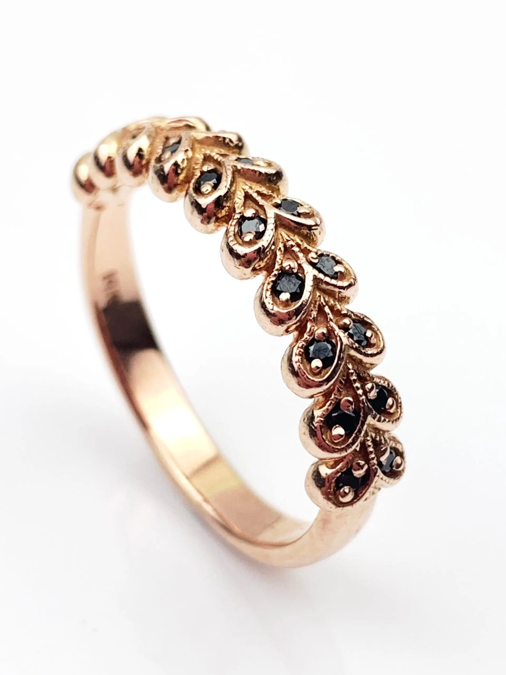 14ct Rose Gold Black Diamond Ring